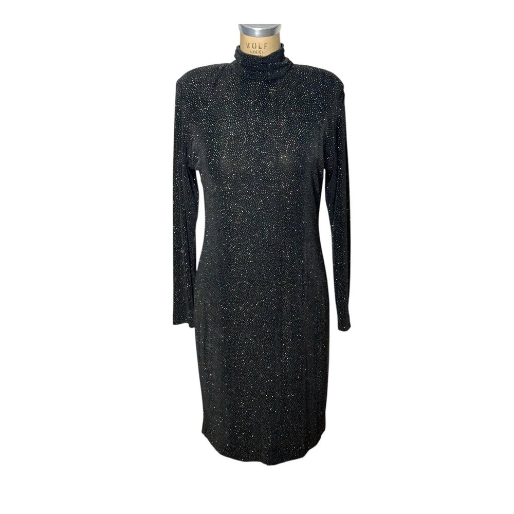 1980s bodycon dress in sparkly stretch fabric by Carol Anderson California